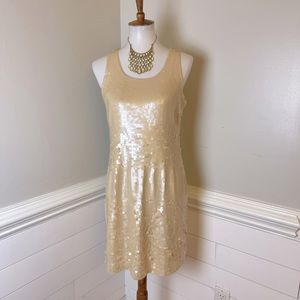Cremieux Cream Sequined Dress M FREE SHIP